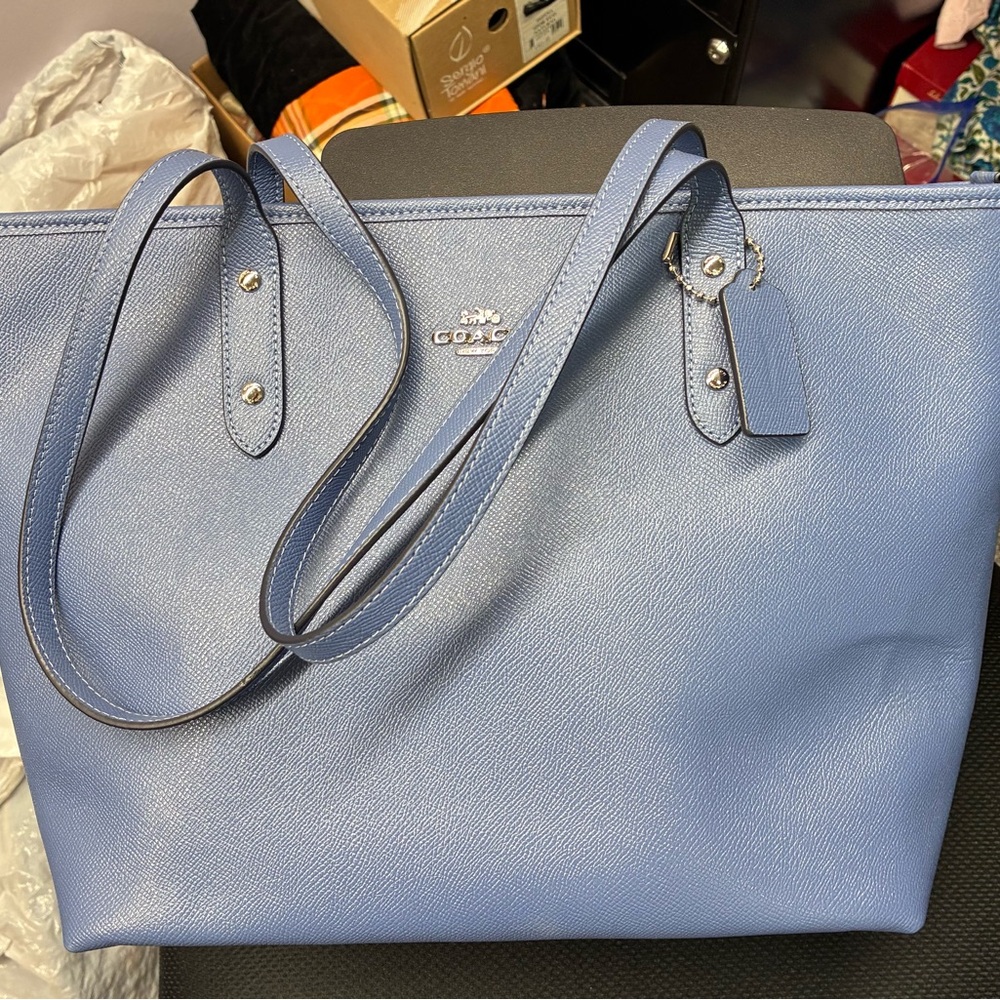 Coach Light Blue Leather Tote